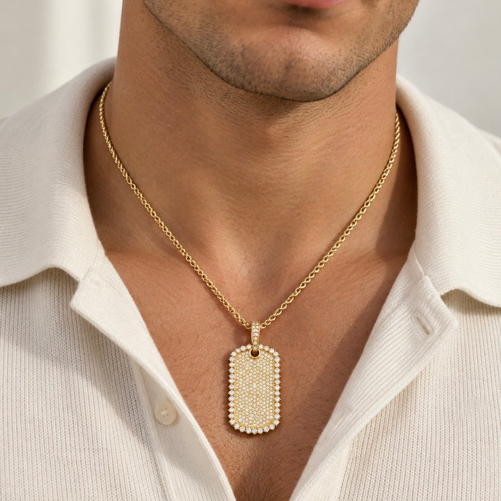 14k Yellow Diamond Estate Dog Tag