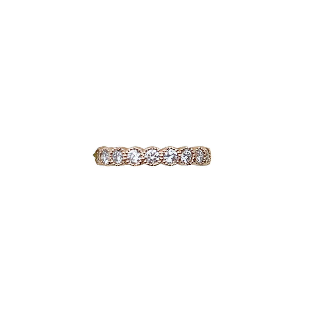 14k Rose Gold Bezel Set 0.58ctw Round Diamond Wedding Band