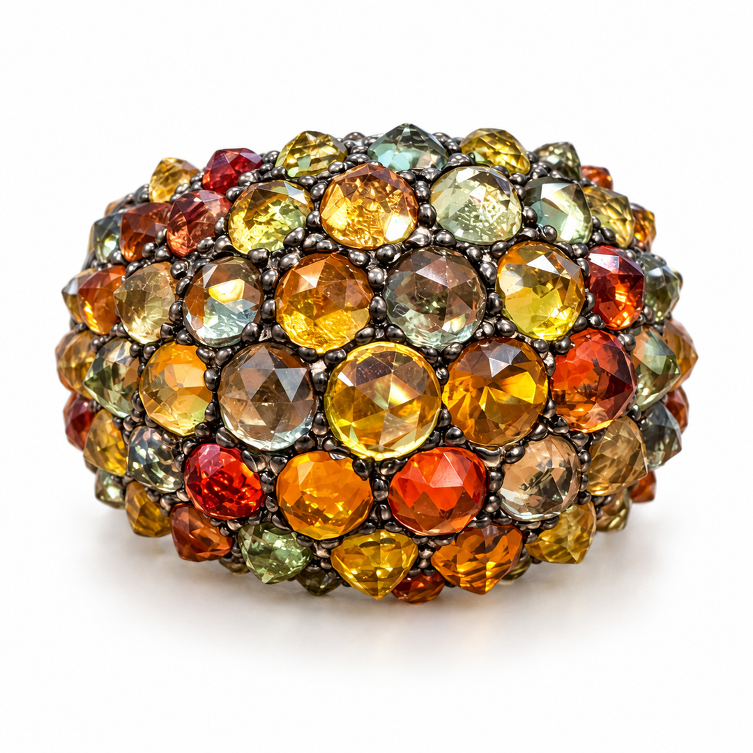 14k Yellow Dome Gemstone Estate Ring