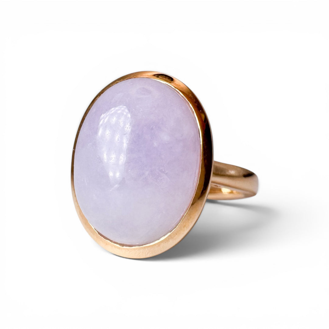 14k Yellow Gold Jade Gemstone Ring