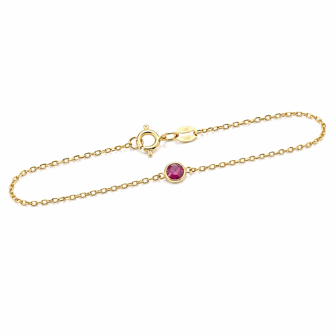 14k Yellow Gold July Birthstone Bracelet