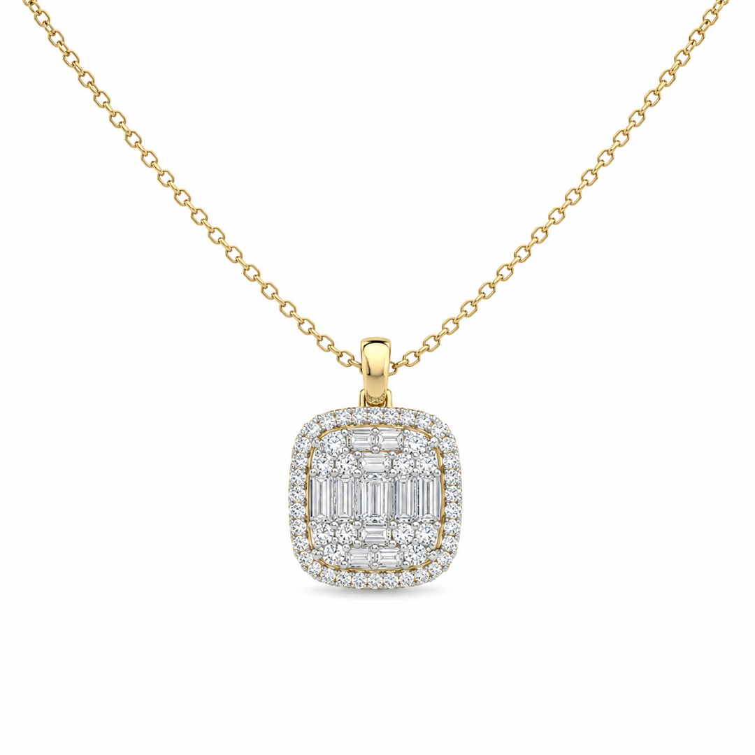 14k Two Tone Cluster Diamond Pendant