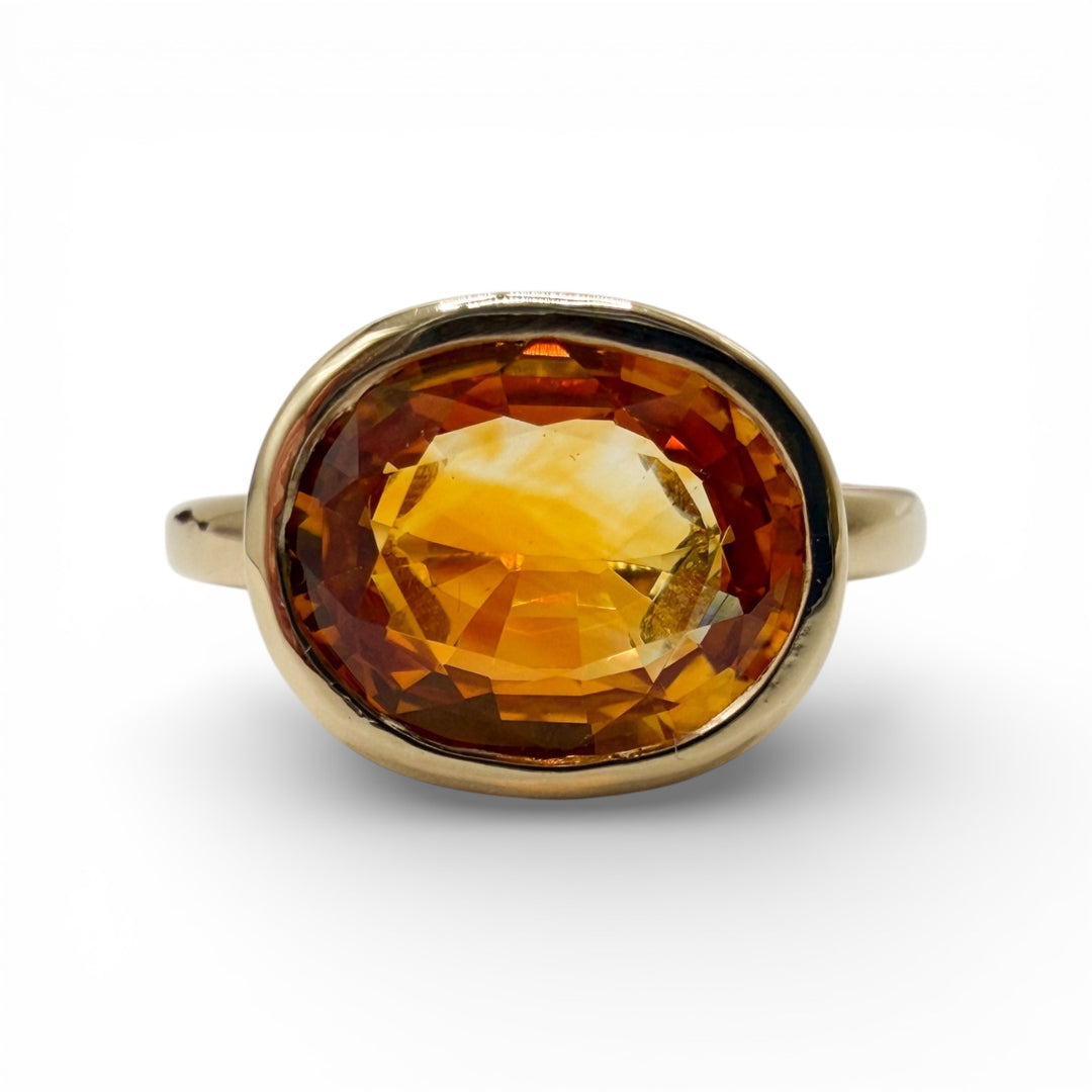 18k Yellow Gold Orange Sapphire Ring
