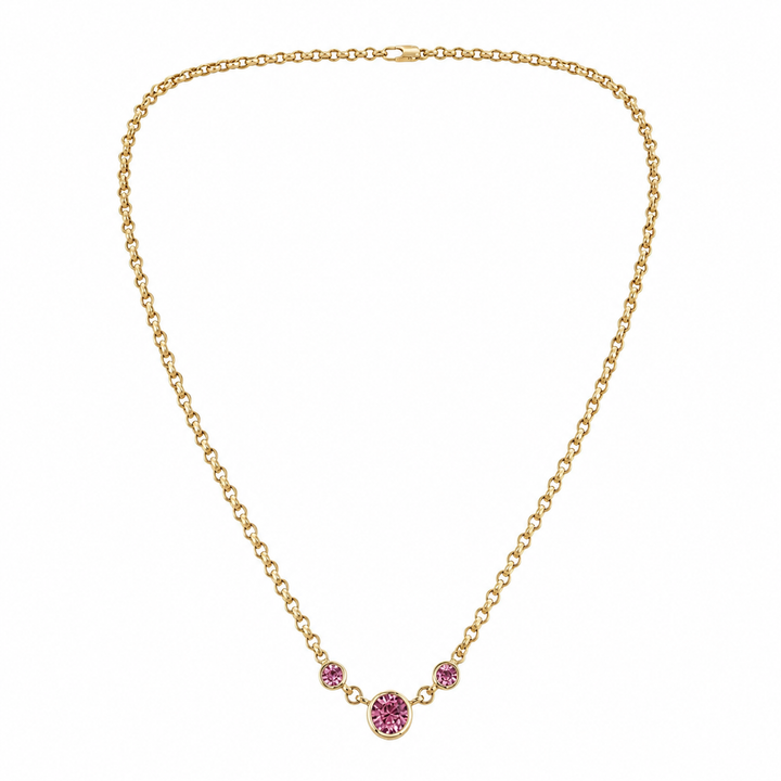 14k Yellow Bezel Tourmaline Estate Necklace
