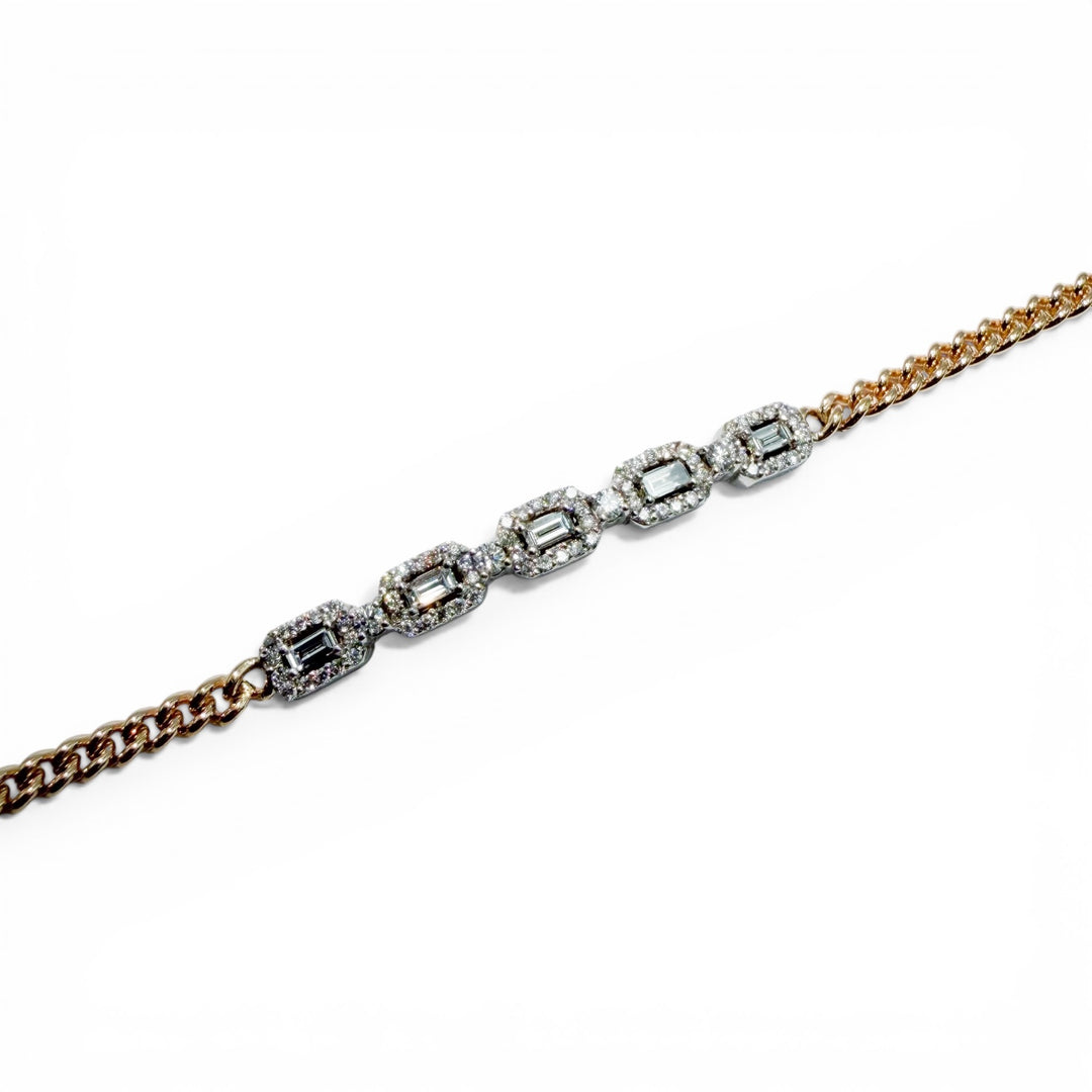 14k Two Tone Cuban Diamond Bracelet