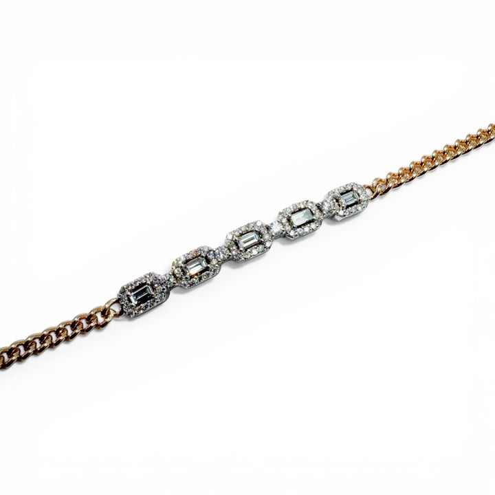 14k Two Tone Cuban Diamond Bracelet