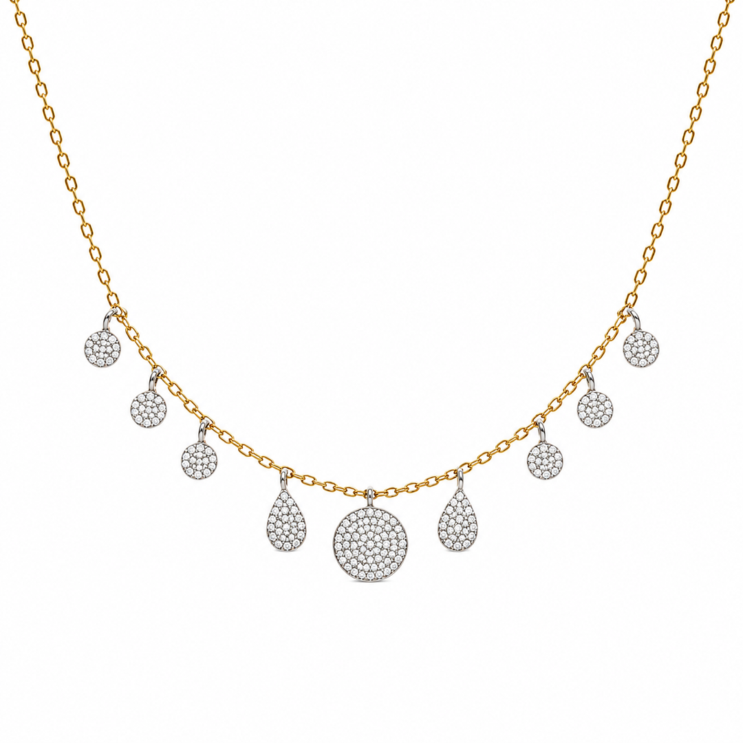 14k Two Tone Contemporary Diamond Necklace