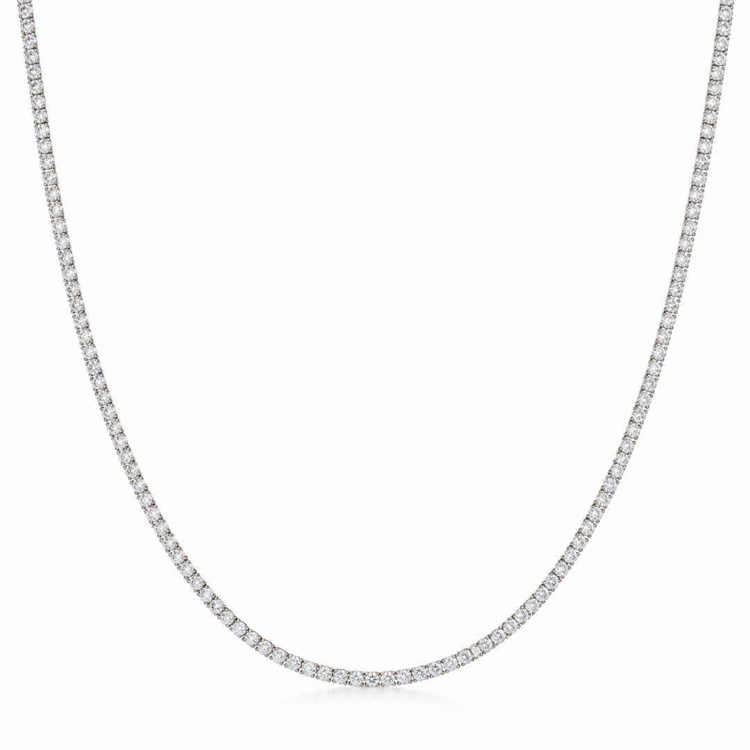 14k White 7.00cttw Lab Tennis Necklace