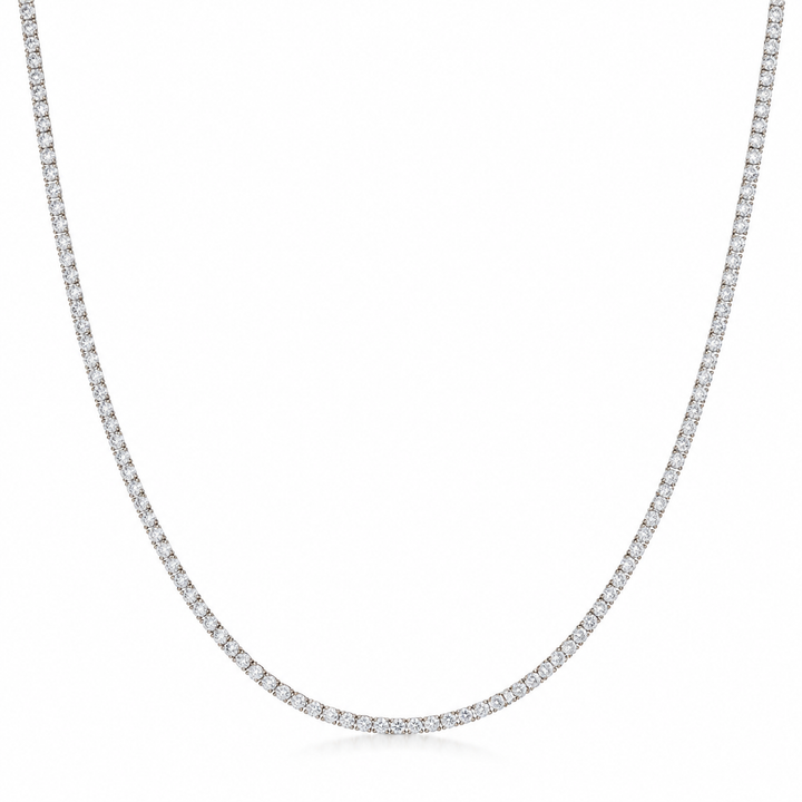 14k White 7.00cttw Lab Tennis Necklace