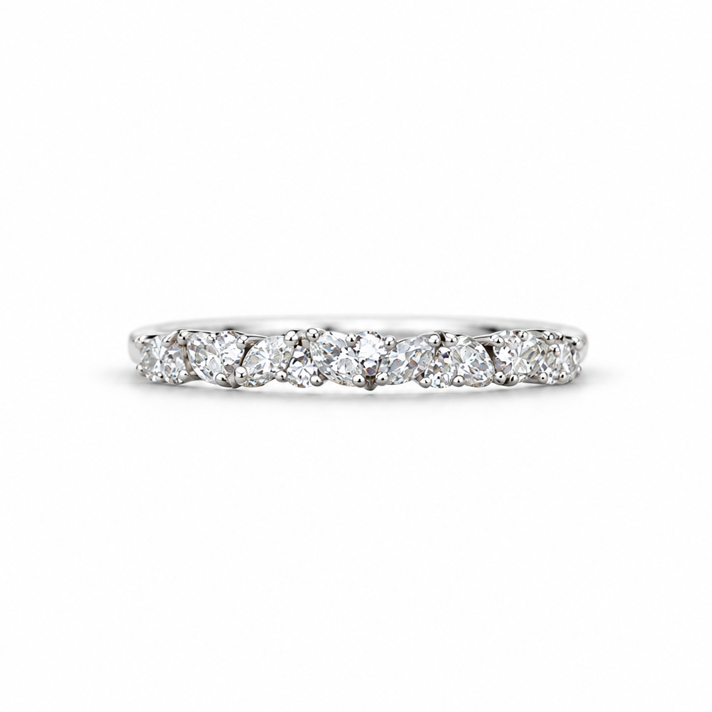 14k White Gold Half Anniversary 0.35ctw Round Diamond Wedding Band