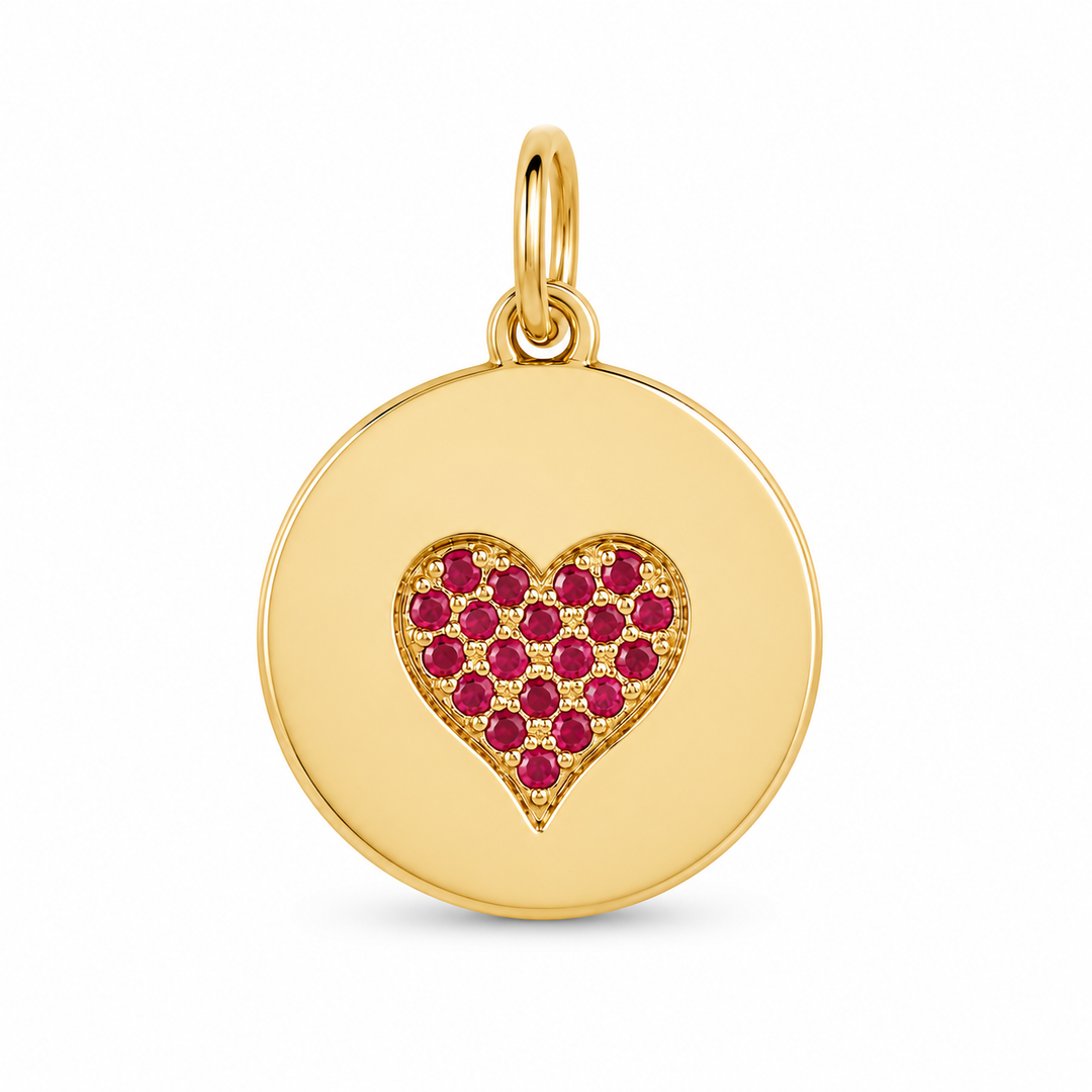14k Yellow Ruby Heart Charm