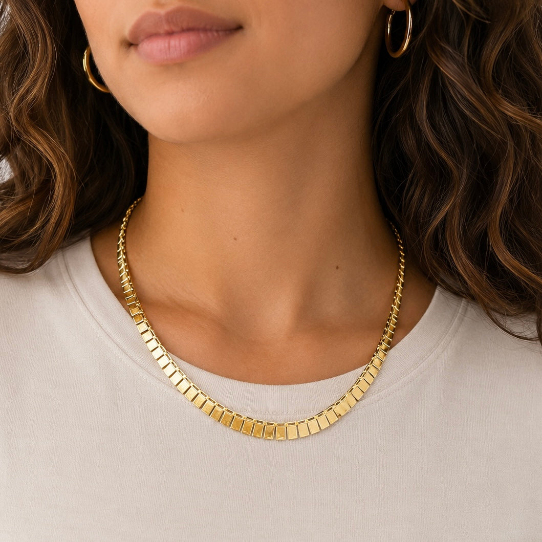 14k Yellow Flat Bar Link Estate Chain