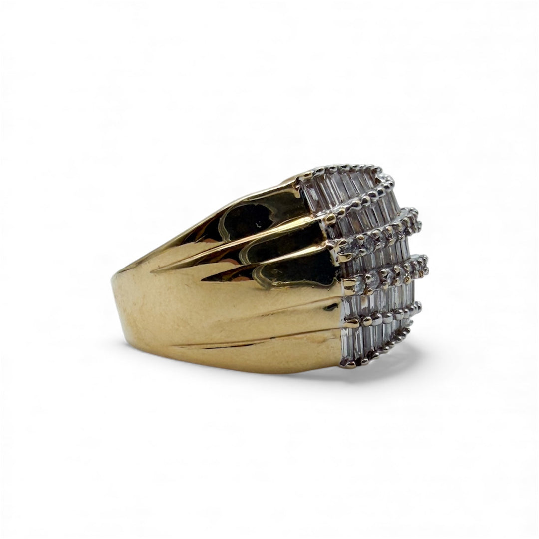 18k Two Tone Cluster Diamond Estate Ring