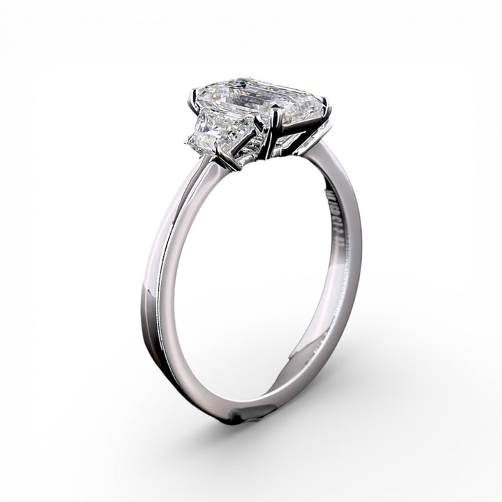 14k White Gold 3 Stone Lab Grown Diamond Engagement Ring