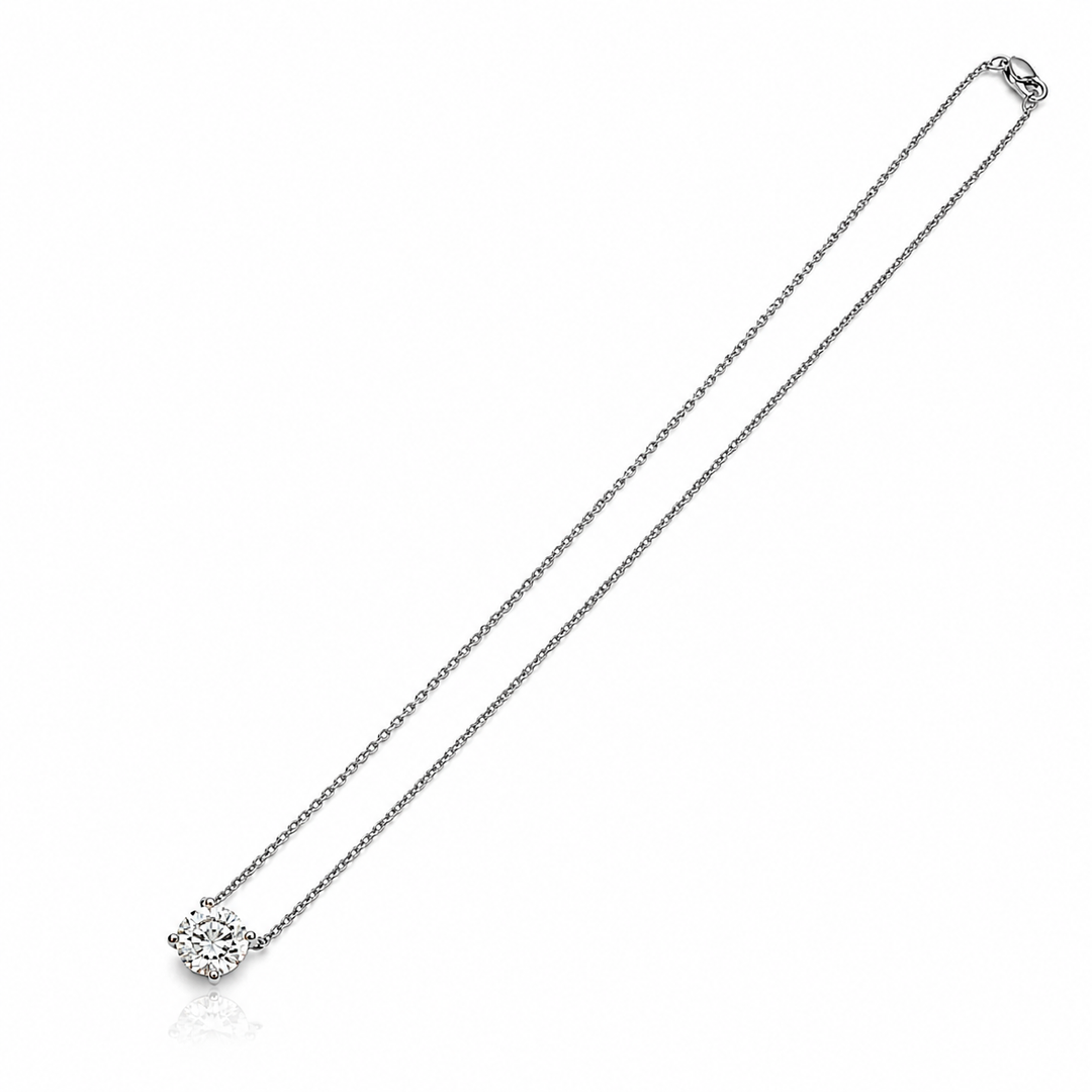 14k White Gold Four Prong 0.51ct Lab Diamond Pendant