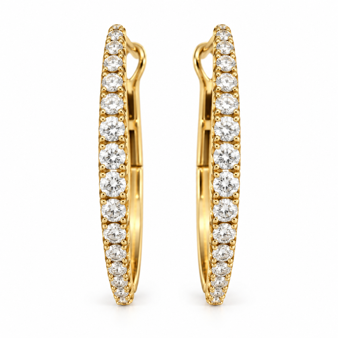 14k Yellow Small Diamond Hoop 0.33 cttw