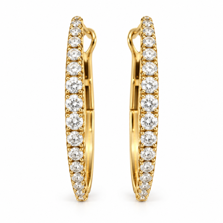 14k Yellow Small Diamond Hoop 0.33 cttw