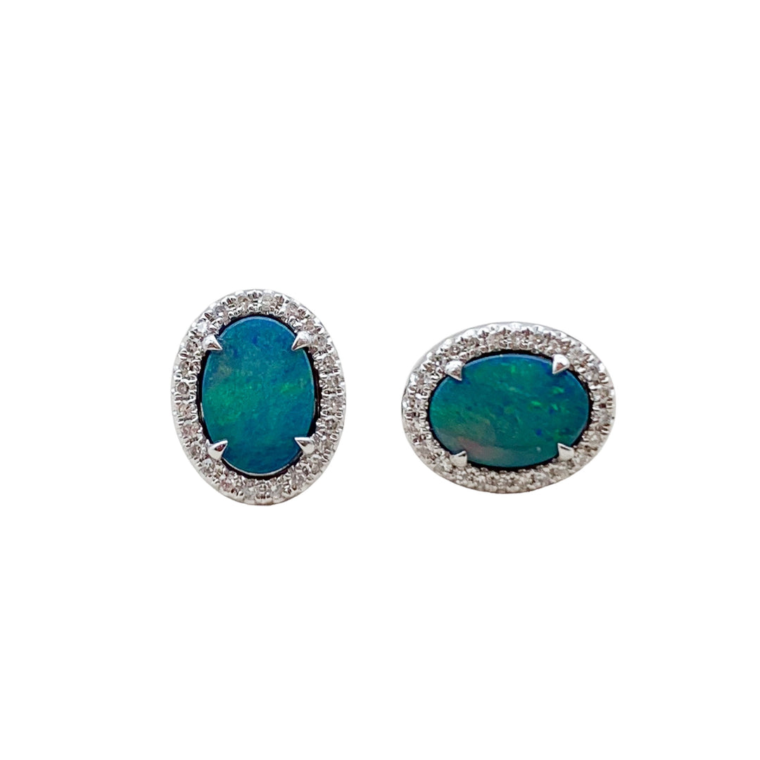 14k Stud Opals Earrings