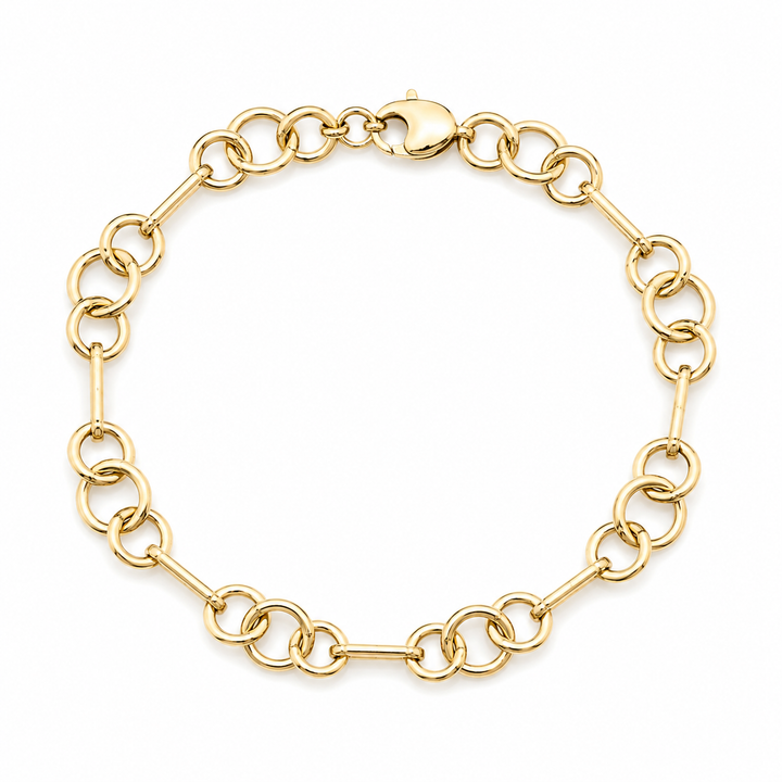 14k Yellow Gold Circle Bar Bracelet