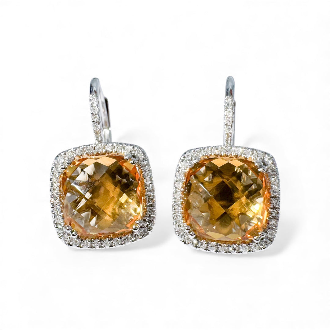 14k Lever Back Citrines Earrings