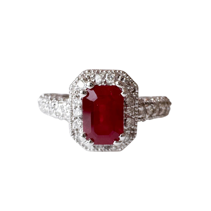 14k White Gold Lab Grown Ruby Estate Ring