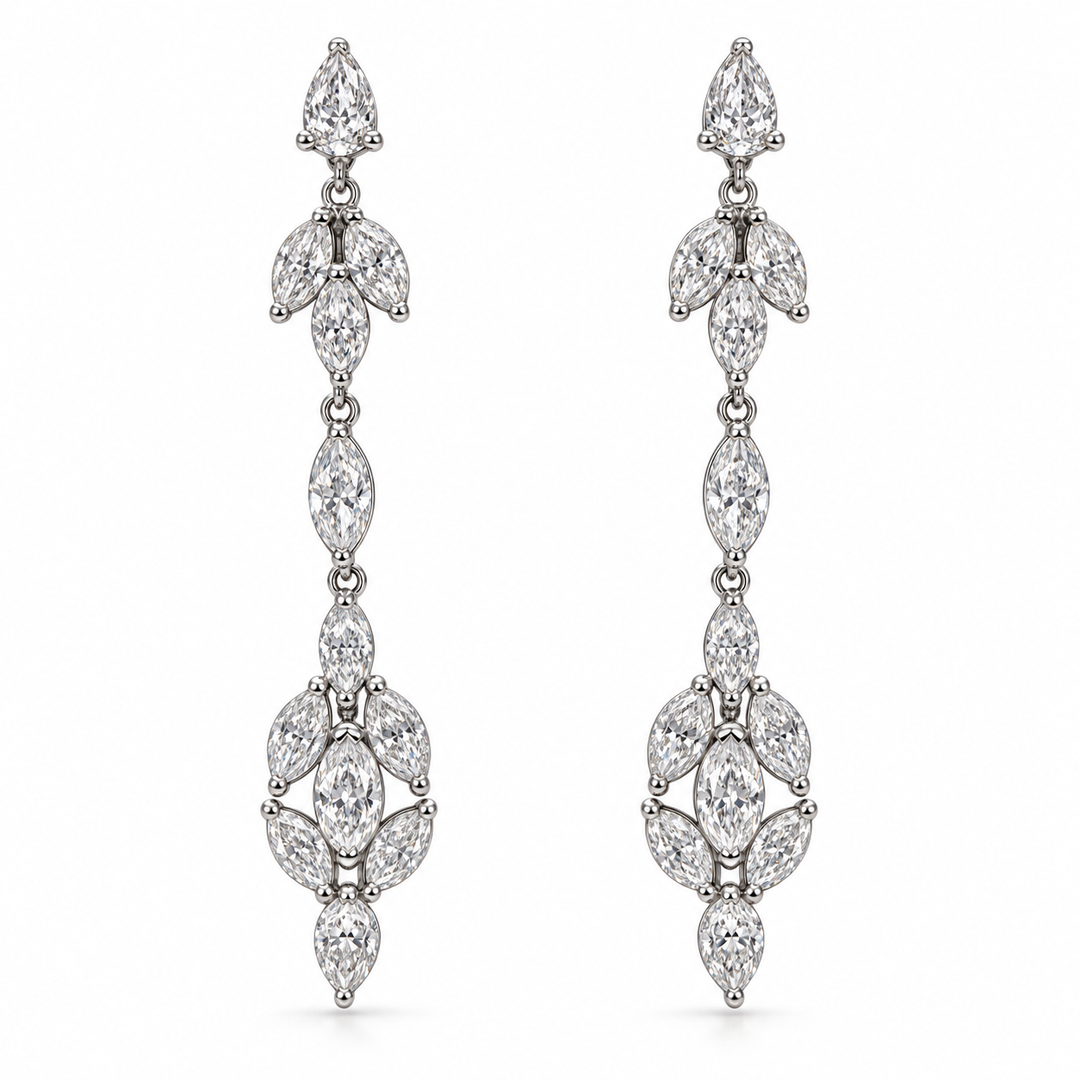 14k White Drop Diamond Earrings 6.81cttw