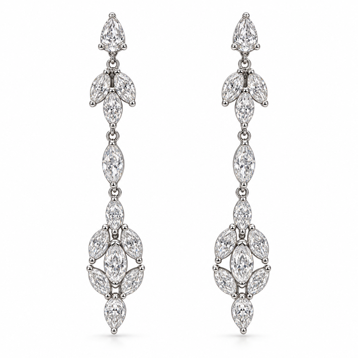 14k White Drop Diamond Earrings 6.81cttw