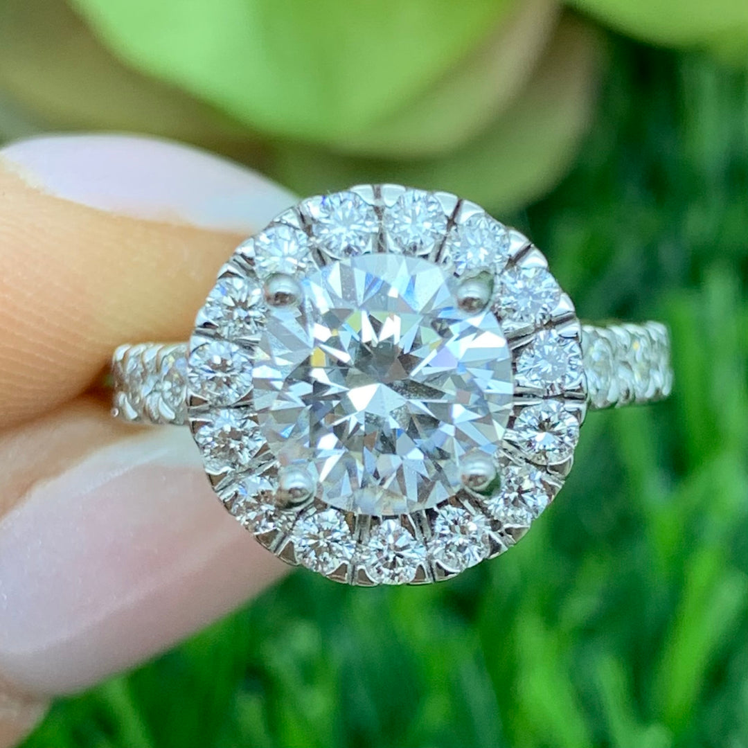 14kt White Halo Engagement Ring Mounting