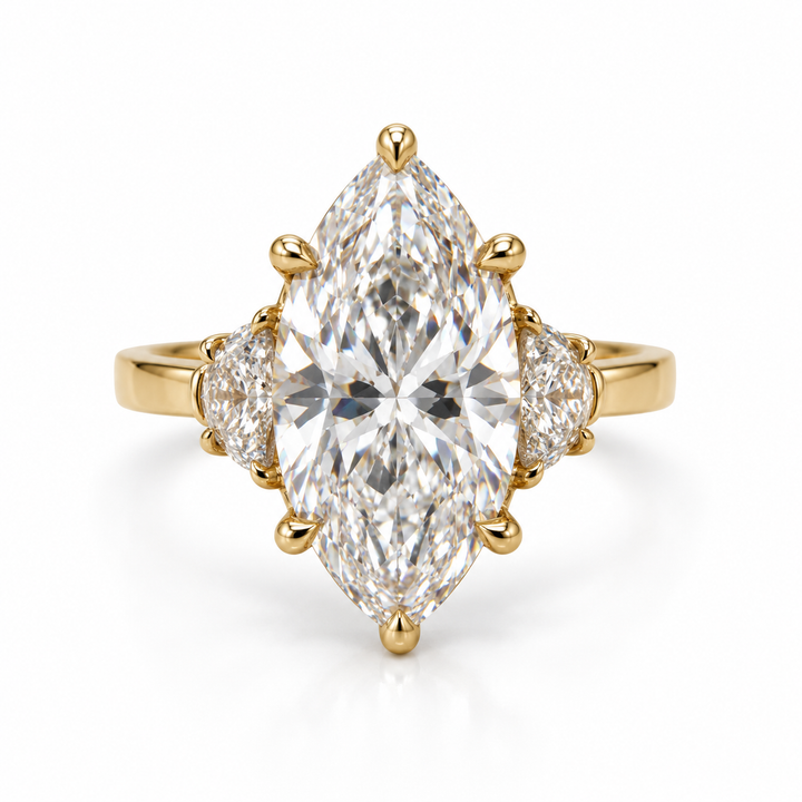 14k Yellow Gold 3 Stone Lab Grown Diamond Engagement Ring