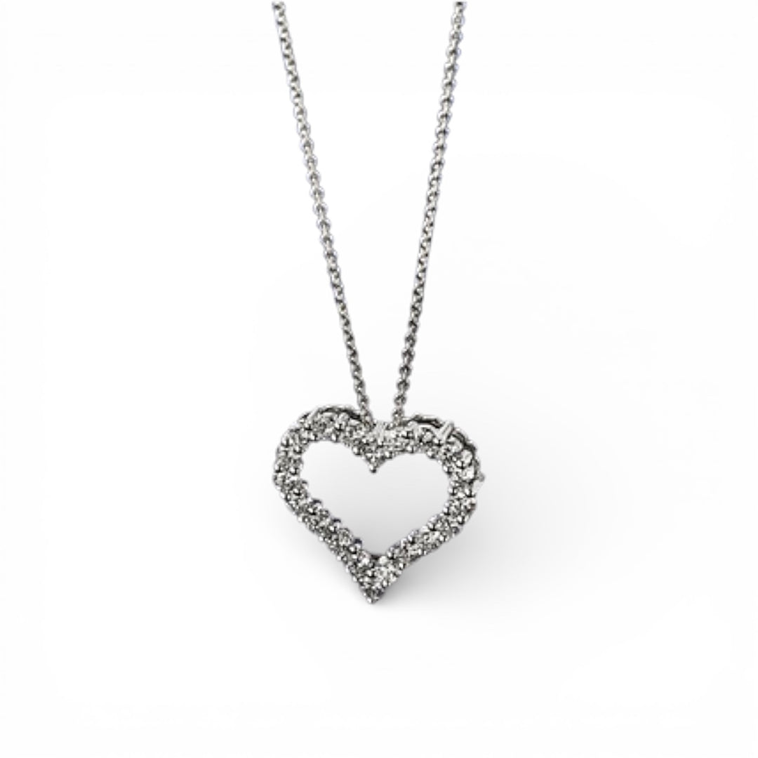 14k White Gold Heart Lab Grown Diamond Pendant