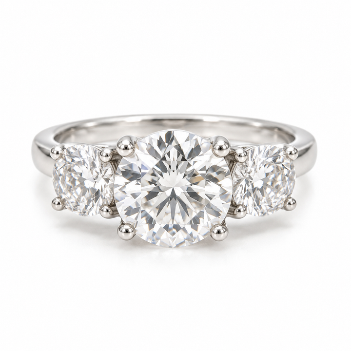 14k White 3 Stone Lab Grown Diamond Engagement Ring Setting