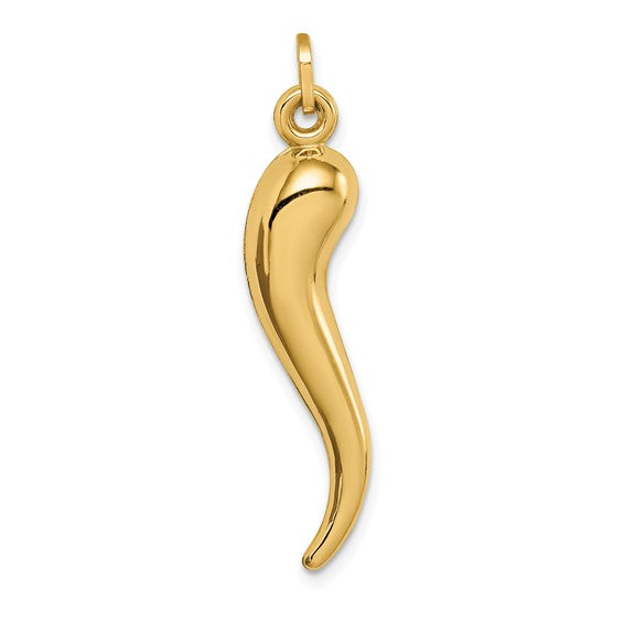 14k Yellow Gold Italian Horn Charm