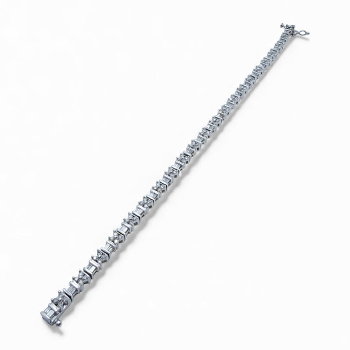 14k White Gold Tennis Diamond Estate Bracelet