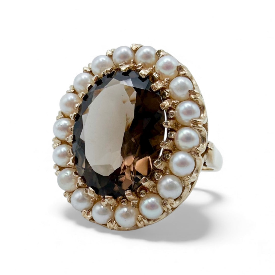 14k Yellow Gold Smokey Topaz Estate Ring