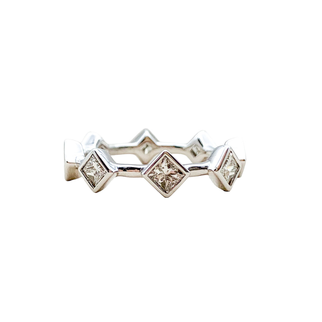14k White Gold Eternity 1.07ctw Princess Diamond Wedding Band
