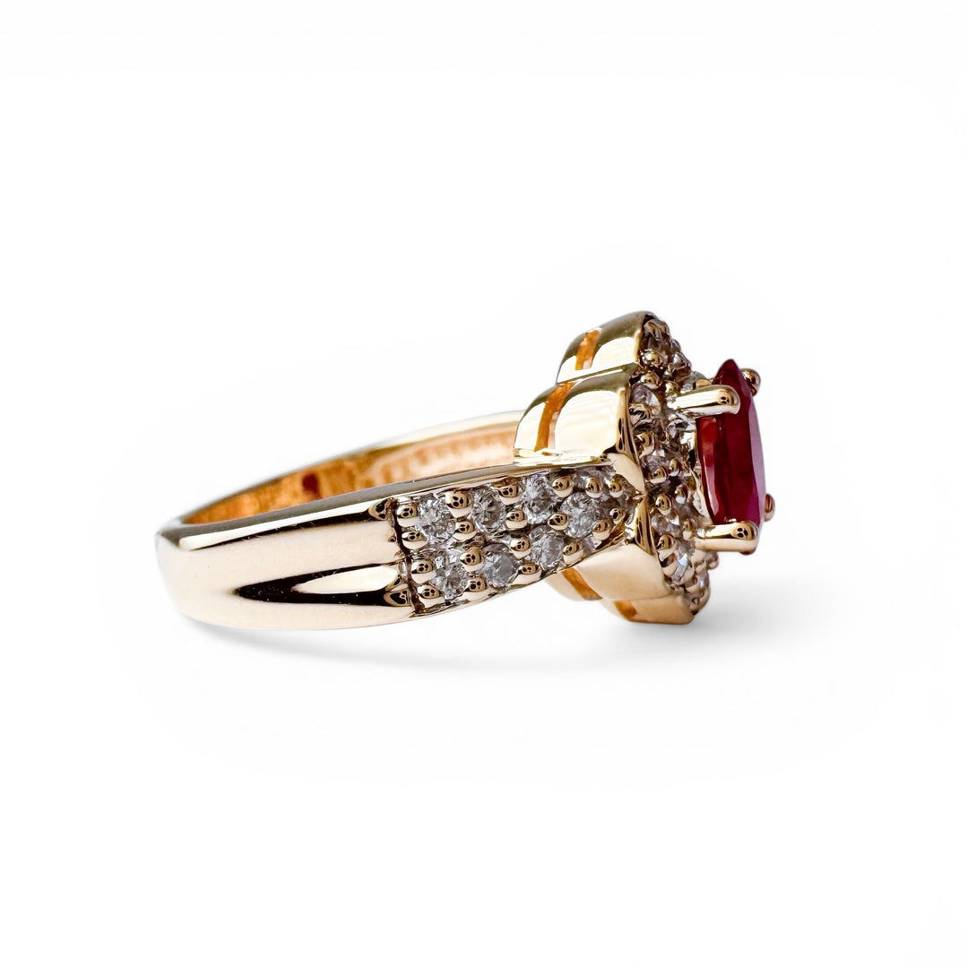 14k Yellow Gold Lab Grown Ruby Estate Ring