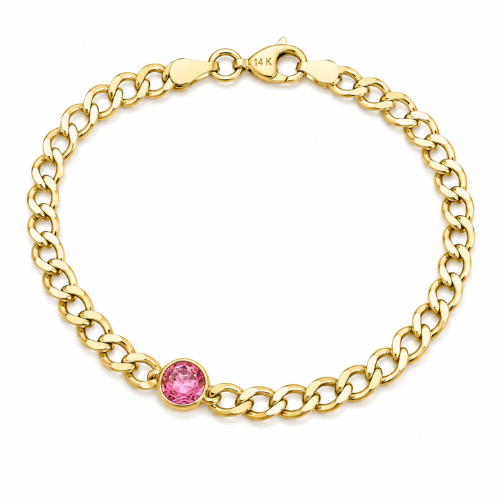 14k Yellow Gold Pink Topaz Bracelet