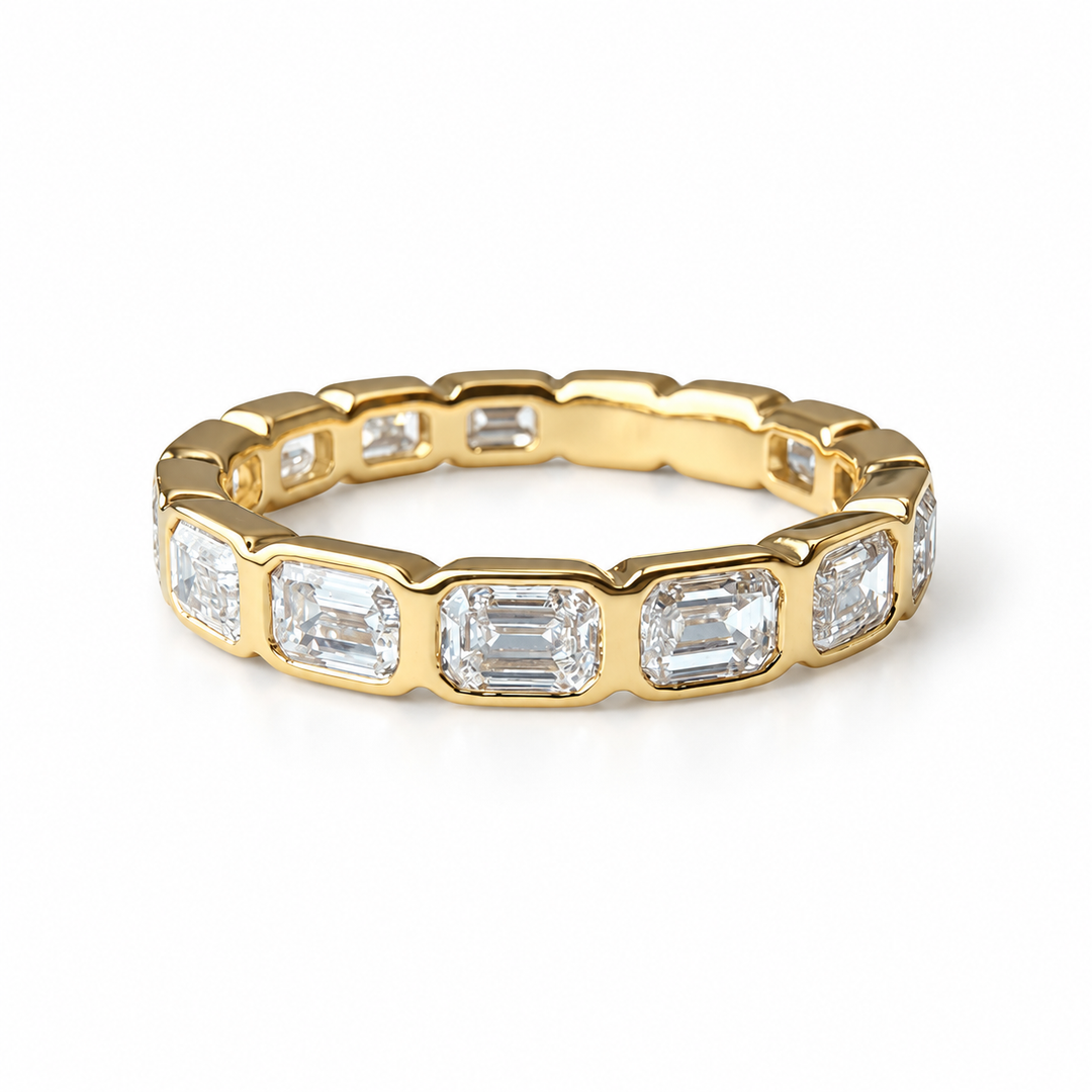 14k Yellow Gold Emerald Lab Grown Diamond Band