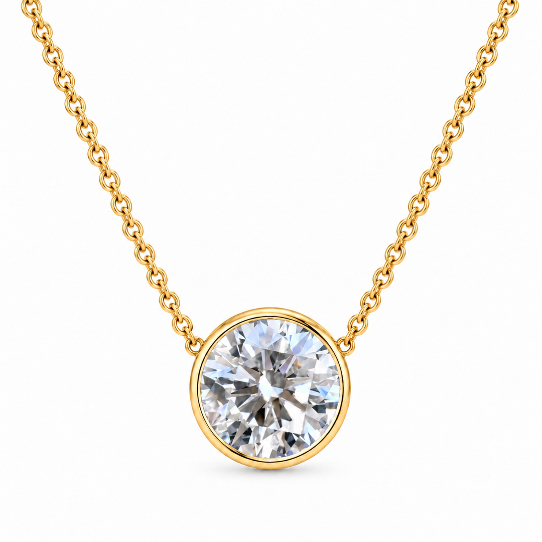 14k Yellow Bezel Lab Grown 2.75ct Diamond Pendant