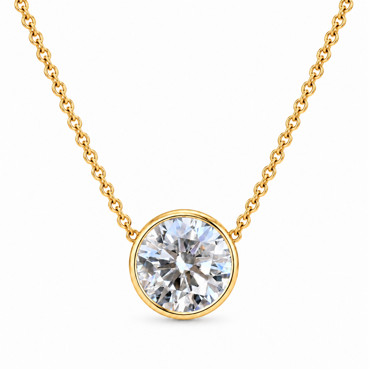 14k Yellow Bezel Lab Grown 2.75ct Diamond Pendant