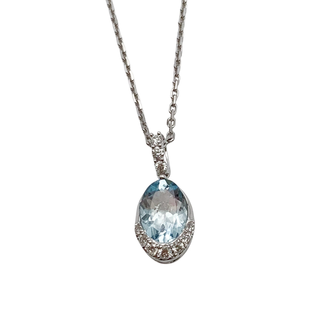 14k White Gold Drop Aquamarine Pendant