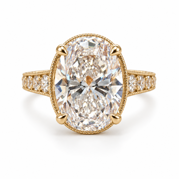 14k Yellow Vintage Style Oval Engagement Ring