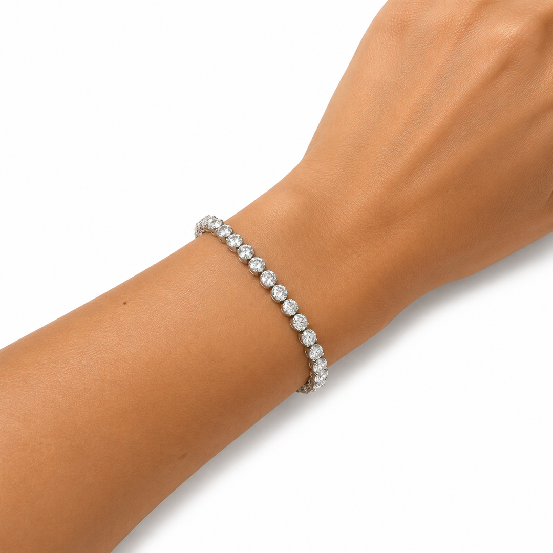 14k White Tennis Diamond Estate Bracelet