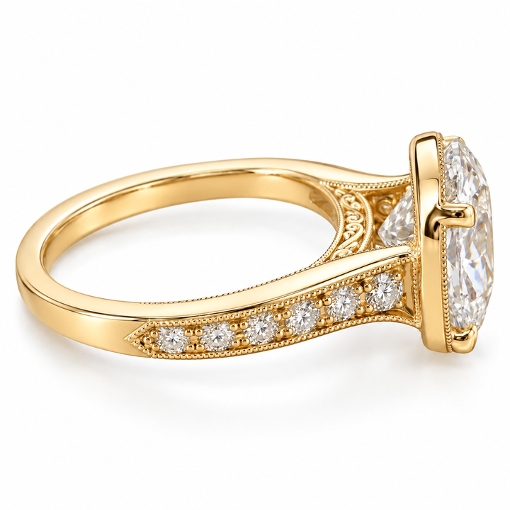 14k Yellow Vintage Style Oval Engagement Ring