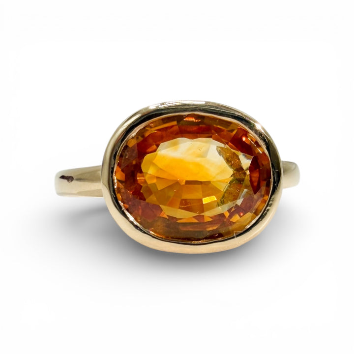 18k Yellow Gold Orange Sapphire Ring