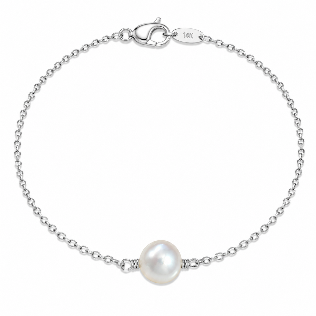 14k White Ankle Bracelet 10 inch