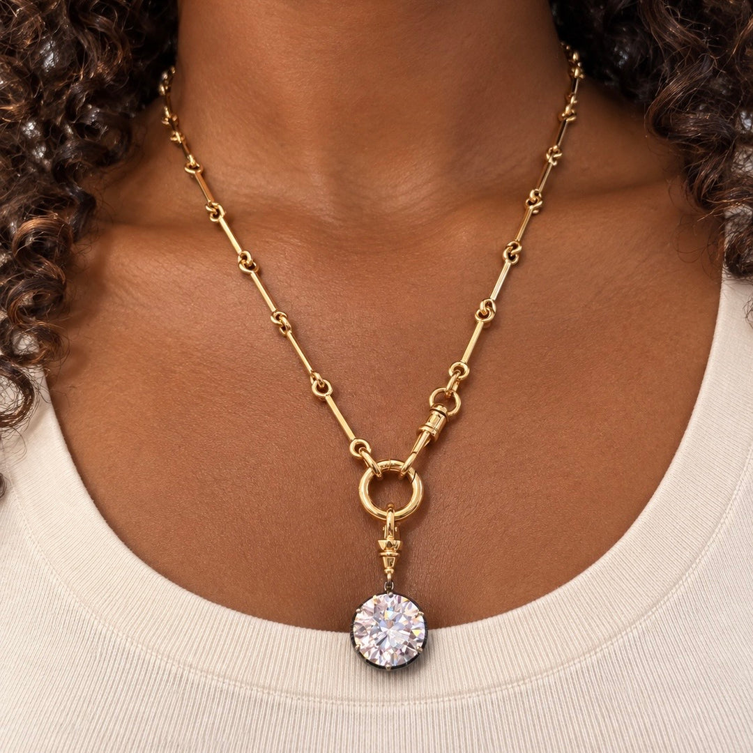 14k Yellow Lab Grown Round Diamond Pendant