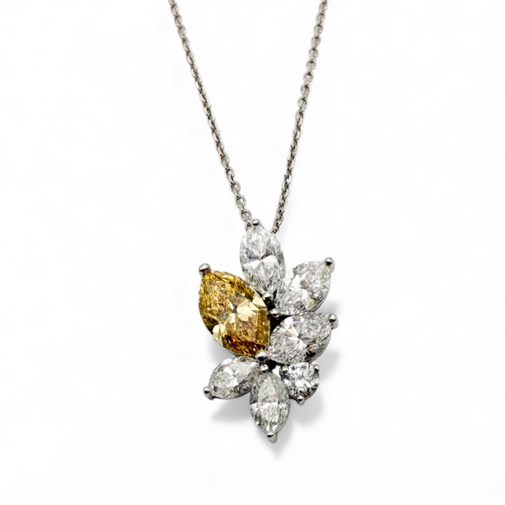 Platinum Flower Diamond Estate Pendant