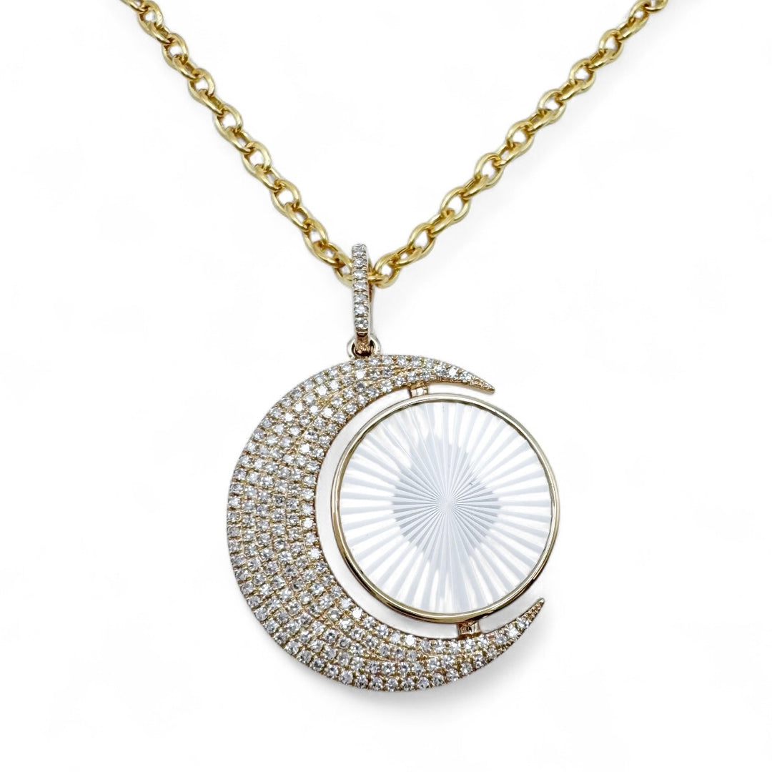 14k Yellow Gold Moon Diamond Pendant