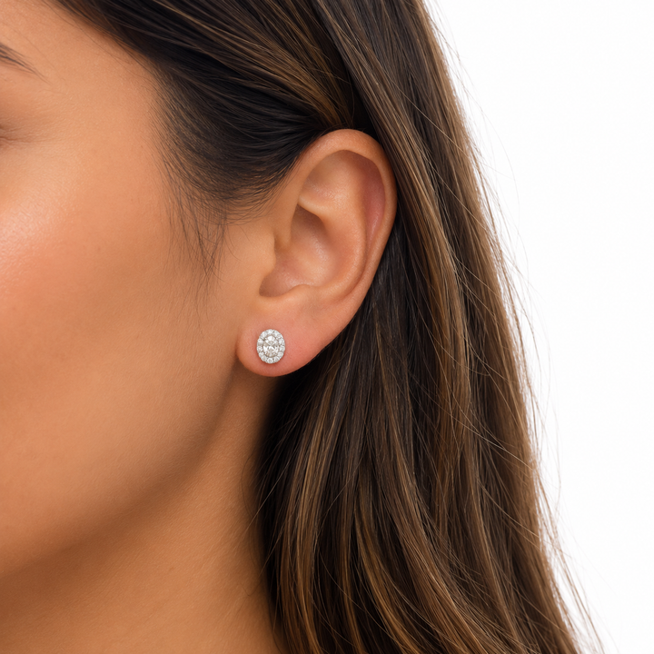 10k White Stud Diamond Estate Earrings